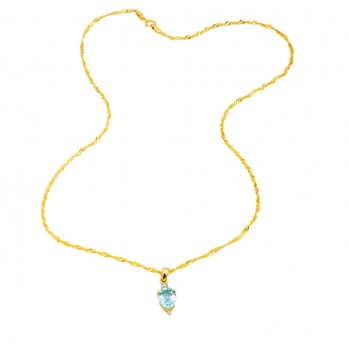 9ct gold Blue Topaz / Diamond Pendant with chain